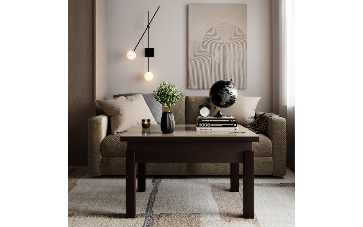 Стіл-трансформер B-Fly Glass Венге/с-бежеве скло - Фото_1