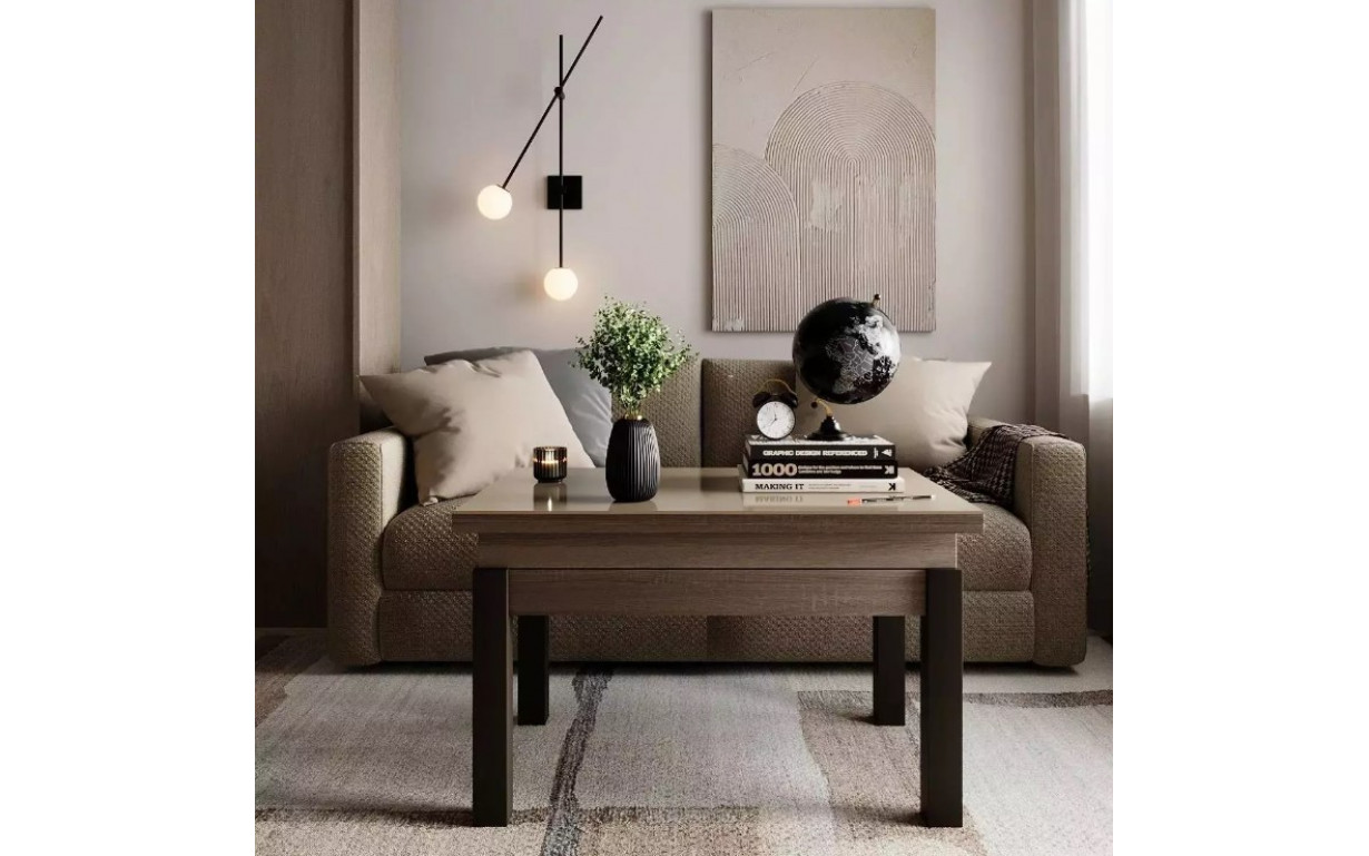 Стіл-трансформер B-Fly Glass Дуб вінтаж оксид/с-бежеве скло - Фото_1