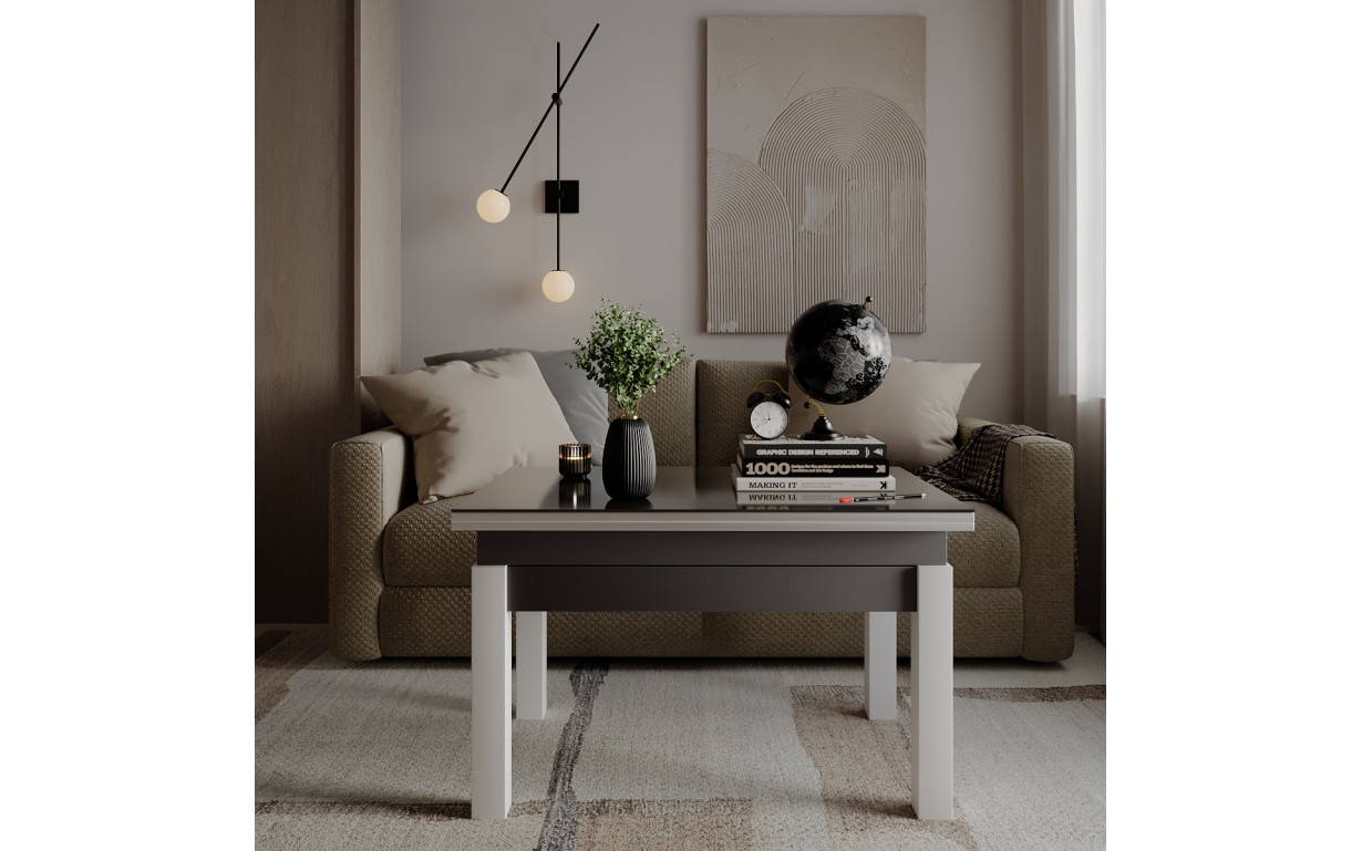 Стіл-трансформер B-Fly Glass Графіт/Графіт скло - Фото_1