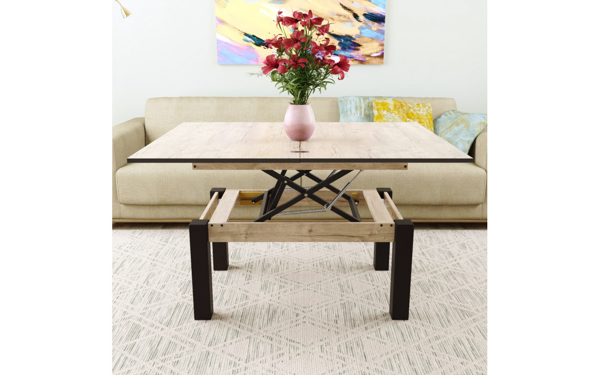 Стіл-трансформер B-Fly Glass Дуб експресів пісочний/с-бежеве скло - Фото_2