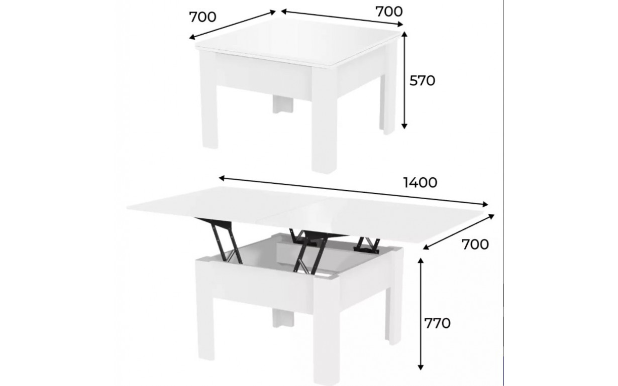 Стіл-трансформер Comfo Білий діамант - Фото_1