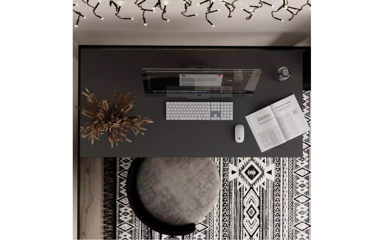 Стіл Brevity Loft Standart Графіт сірий/Чорні ноги - Фото_1