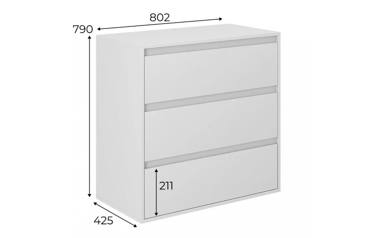 Комод 3 Light Белый бриллиант - Фото_1