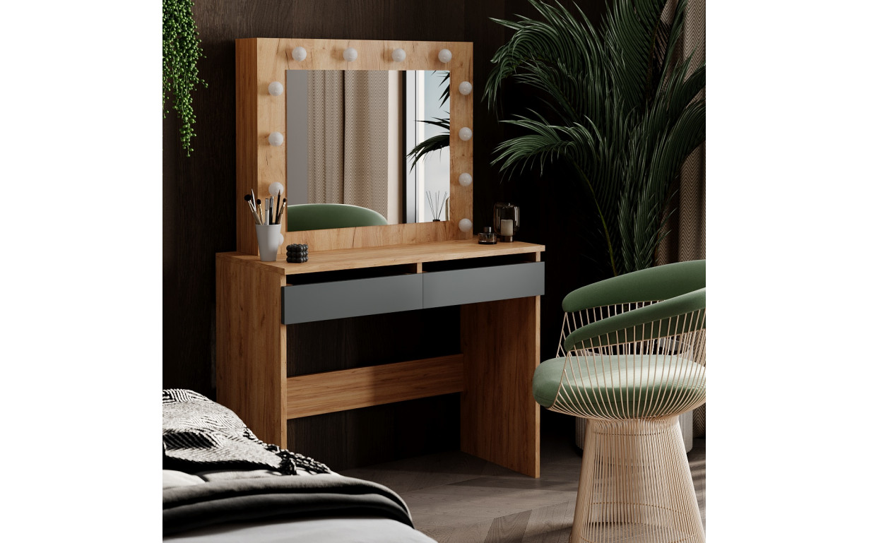 Стіл туалетний Malta Дуб крафт золотий/Графіт - Фото