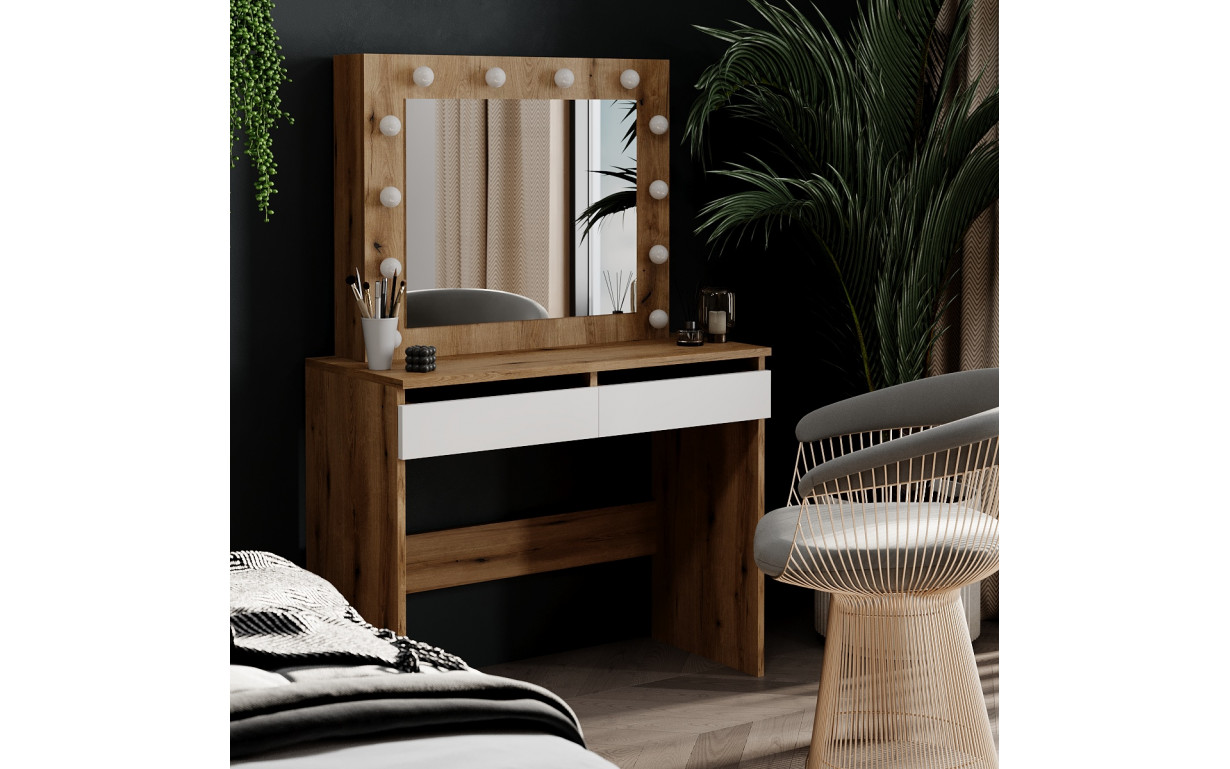 Стол туалетный Malta Дуб эвок/Белый бриллиант - Фото