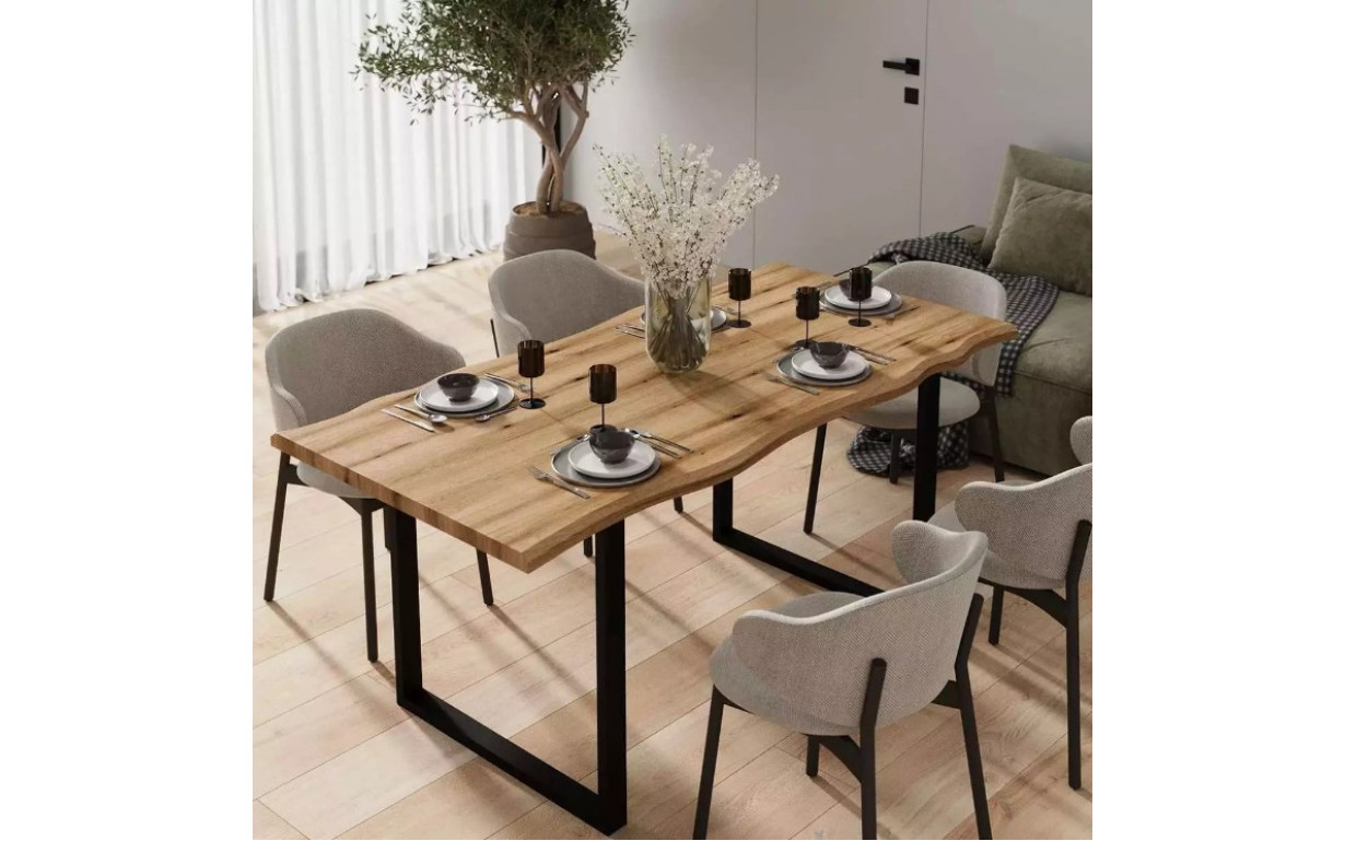 Стол обеденный Forest  Дуб Артизан МДФ/Черный - Фото