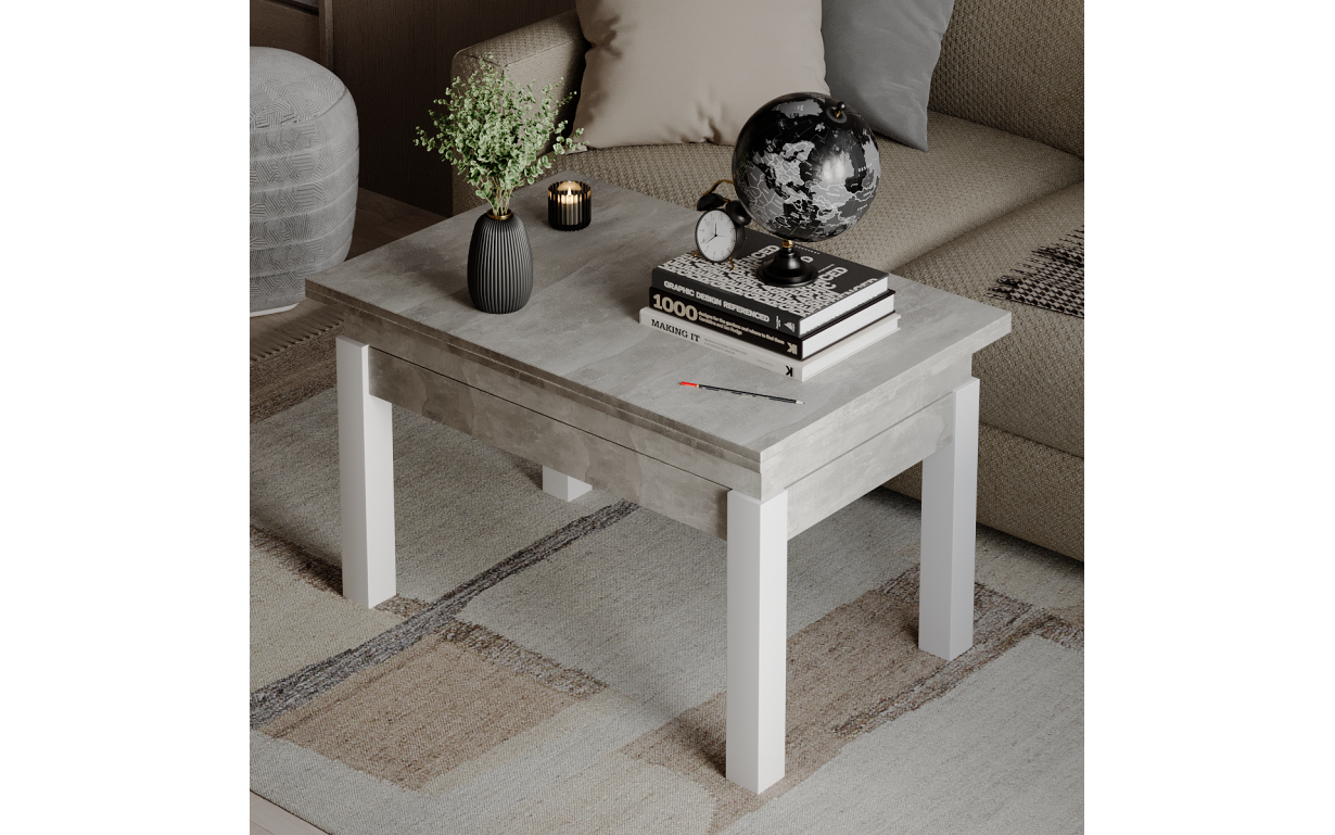 Стол-трансформер B-Fly Ателье светлый М/Белые ноги - Фото_1