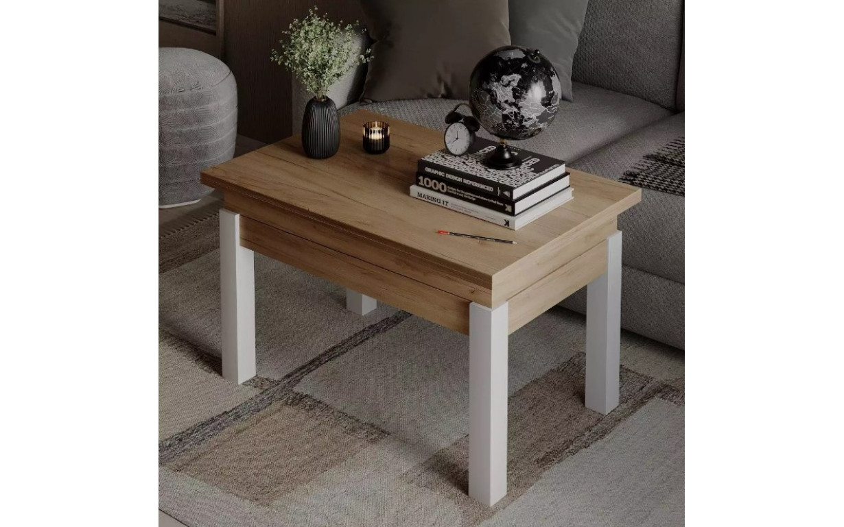 Стіл-трансформер B-Fly Дуб крафт золотий KS/Білі ноги - Фото_1