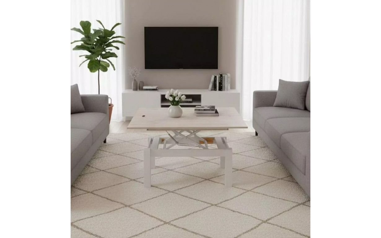 Стіл-трансформер B-Fly Дуб сонома/Білі ноги - Фото_1