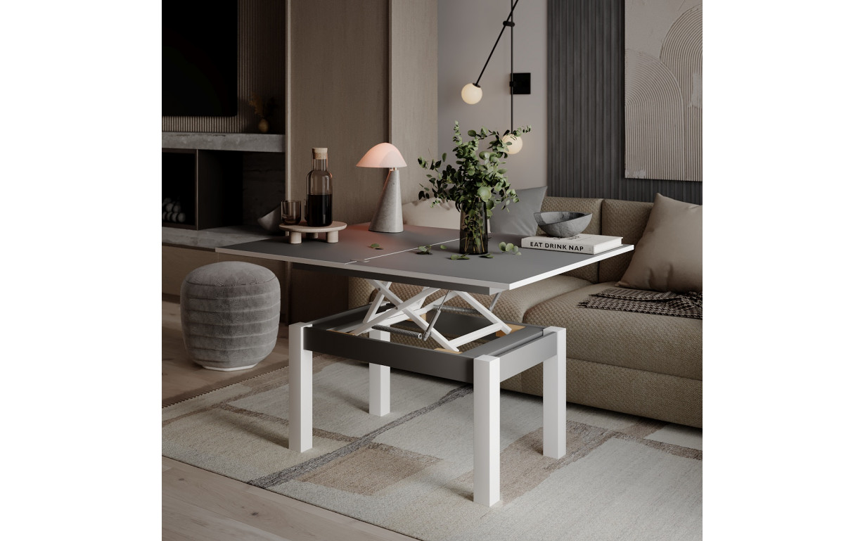 Стіл-трансформер B-Fly Графіт сірий М/Білі ноги - Фото_1