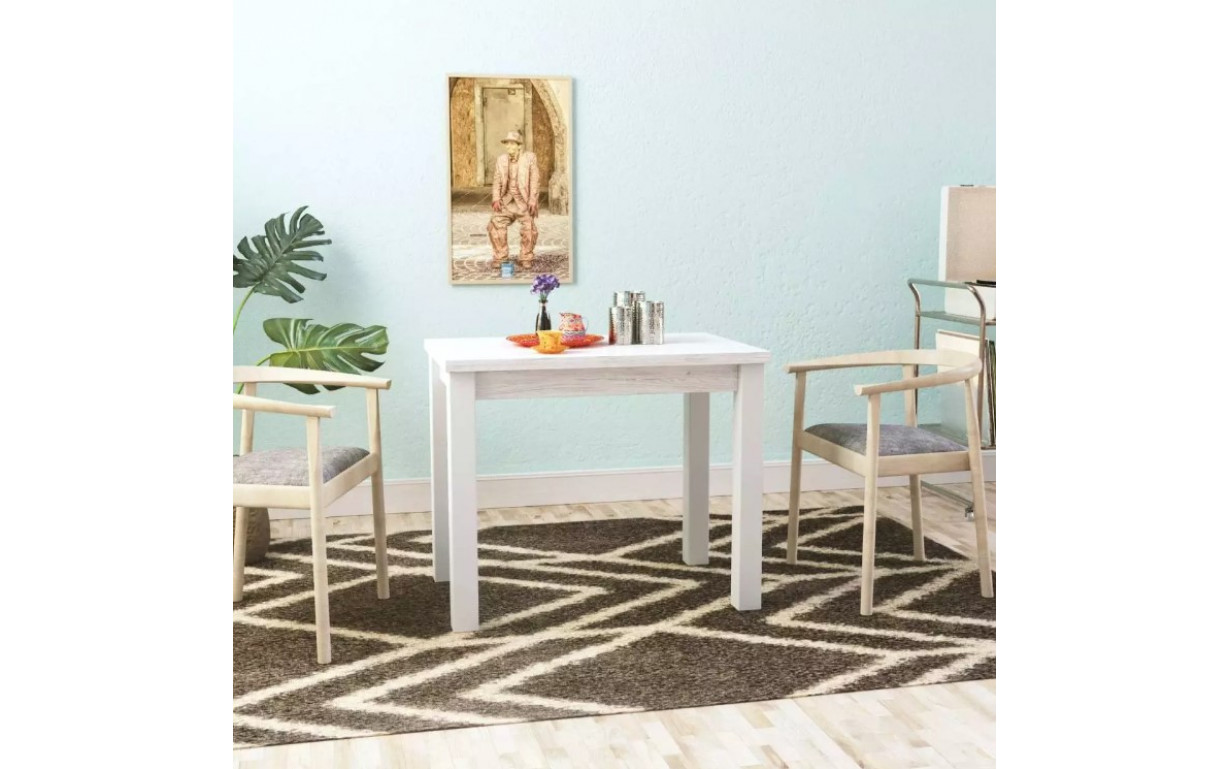 Стіл-трансформер Dinner Артвуд світлий/Білі ноги - Фото_1