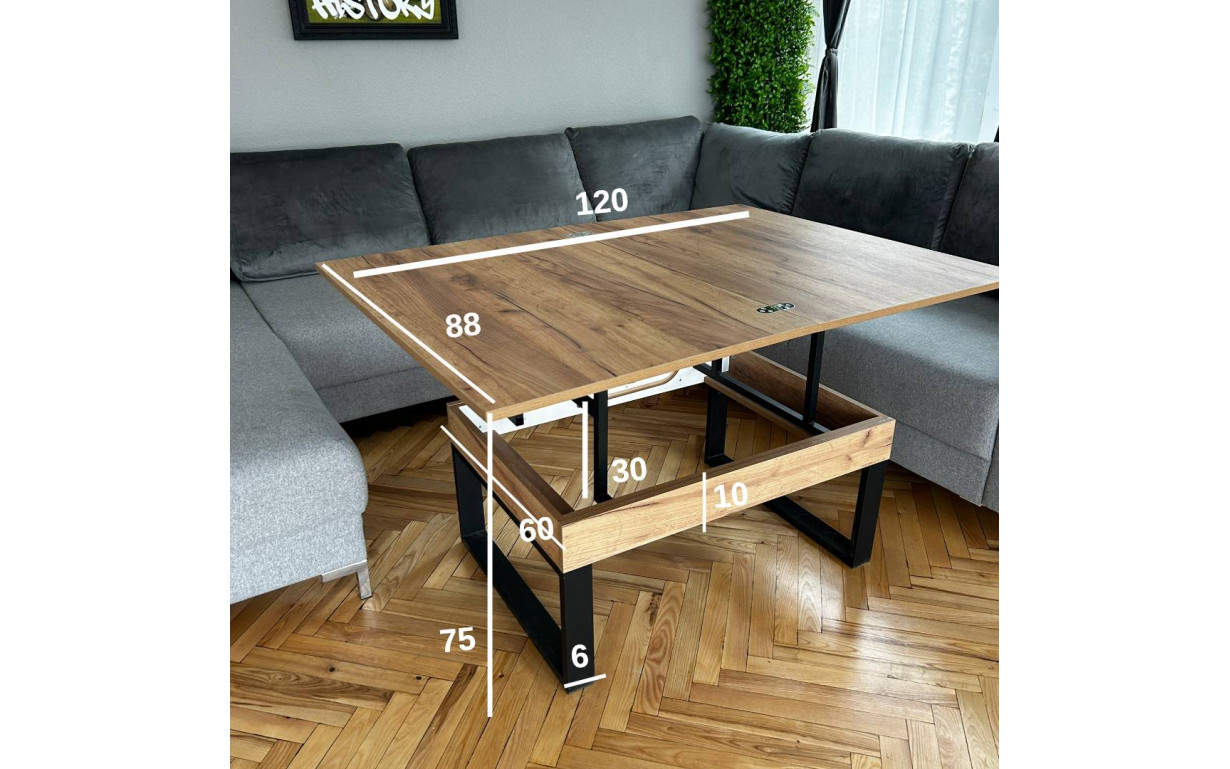 Стол-трансформер S-Fly Дуб эвок прибрежный/Черный - Фото_2