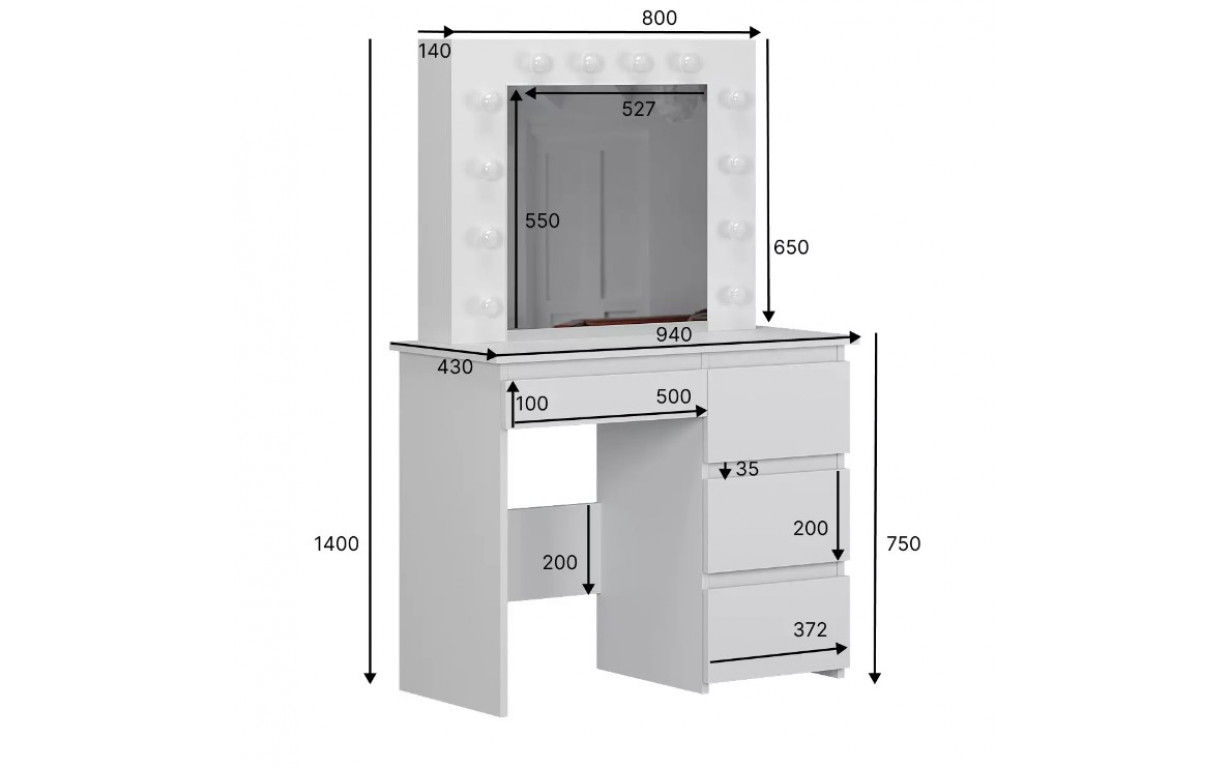 Стіл туалетний Beauty Білий діамант - Фото_1