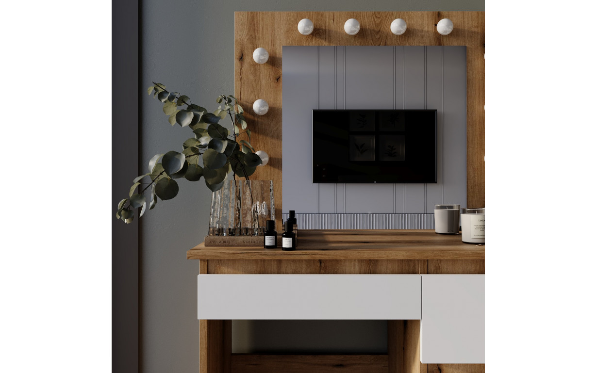 Стіл туалетний Beauty Дуб евок/Білий діамант - Фото_2