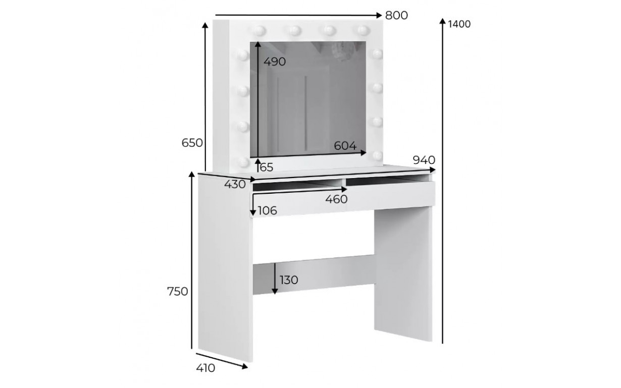 Стіл туалетний Malta Білий діамант - Фото_1