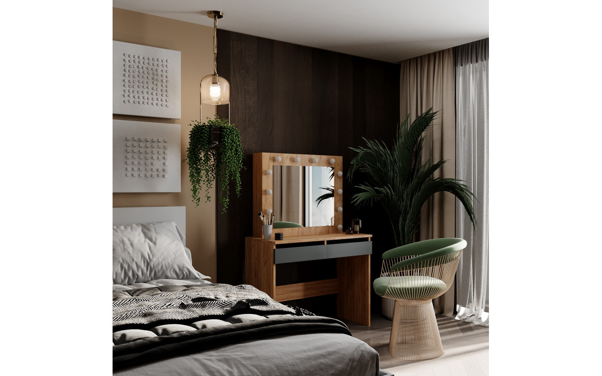 Стіл туалетний Malta Дуб крафт золотий/Графіт - Фото_1