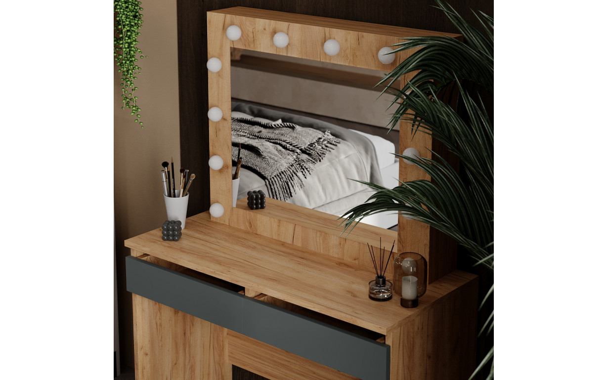 Стіл туалетний Malta Дуб крафт золотий/Графіт - Фото_2