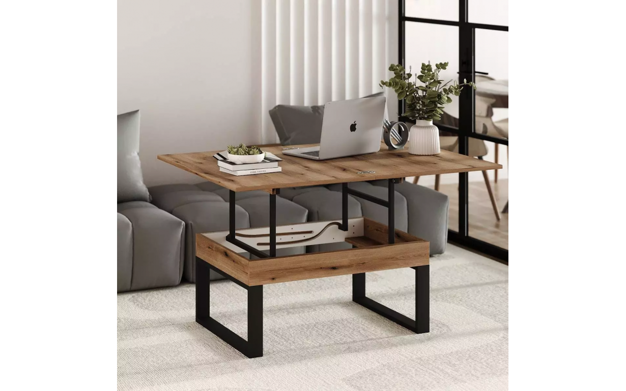 Стол-трансформер S-Fly Дуб эвок прибрежный/Черный - Фото