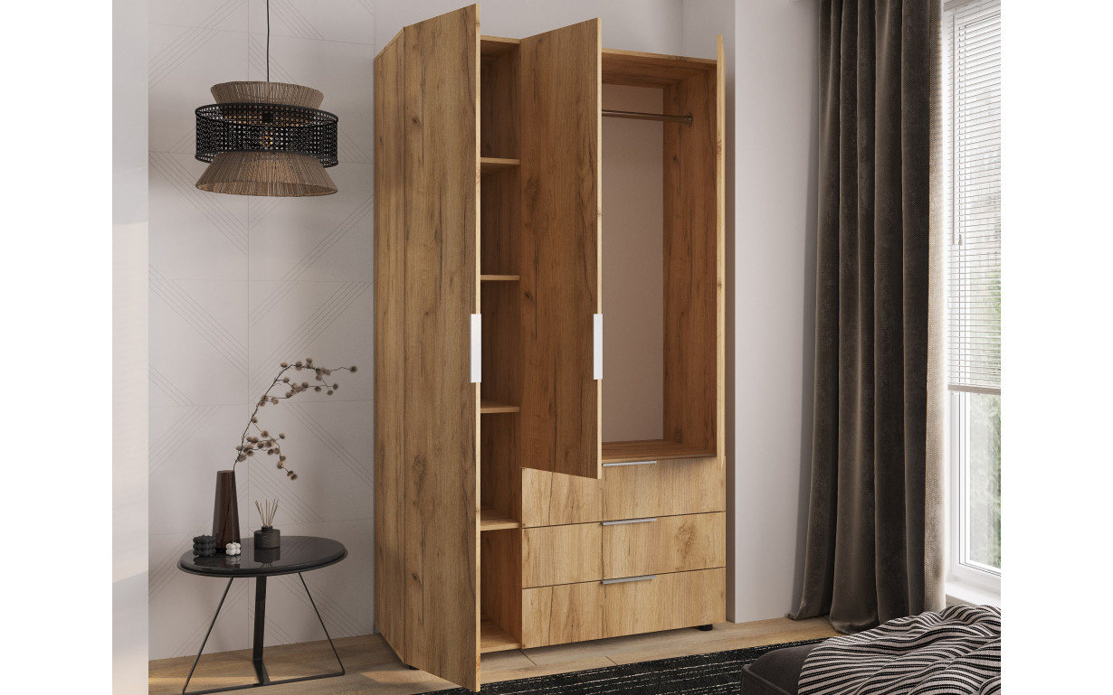 Шкаф Версаль 3Д 3Ш Дуб Крафт золотой - Фото_1