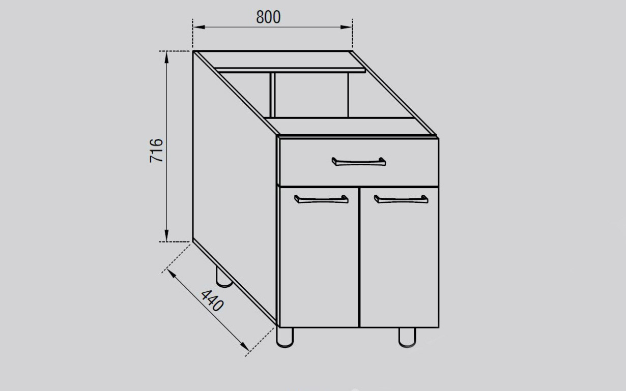 Кухонная секция Адель нижняя Н80 - Фото