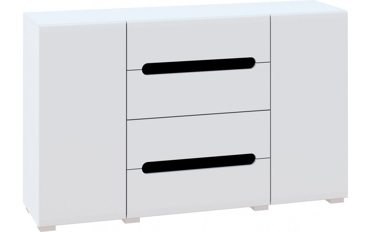 Комод Б'янко 2Д 4Ш Білий/Чорний - Фото