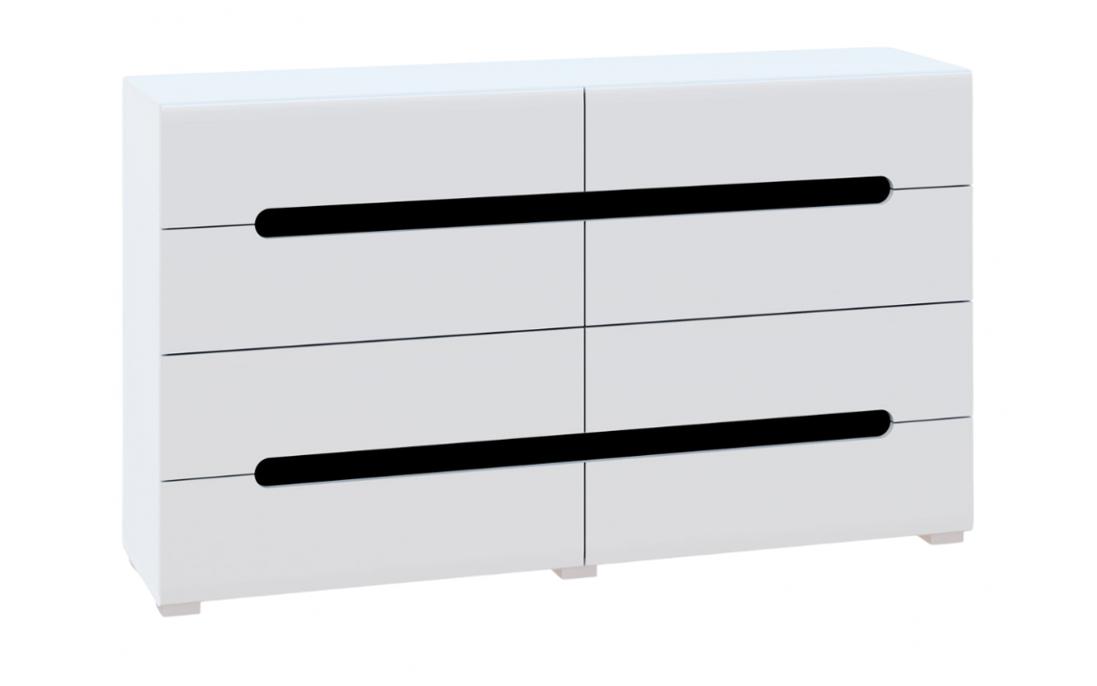Комод Б'янко 4Ш+4Ш Білий/Чорний - Фото