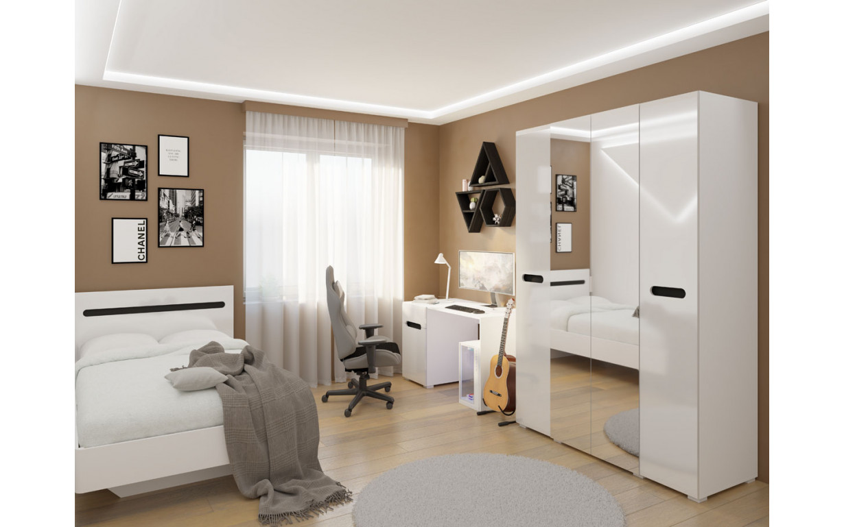 Кровать Бьянко Белый/Черный - Фото_1