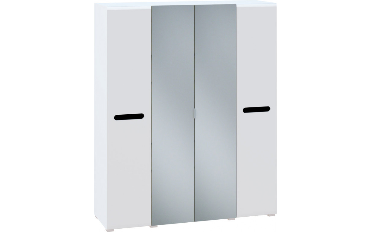 Шкаф 4ДЗ (1800) Бьянко Белый/Черный - Фото