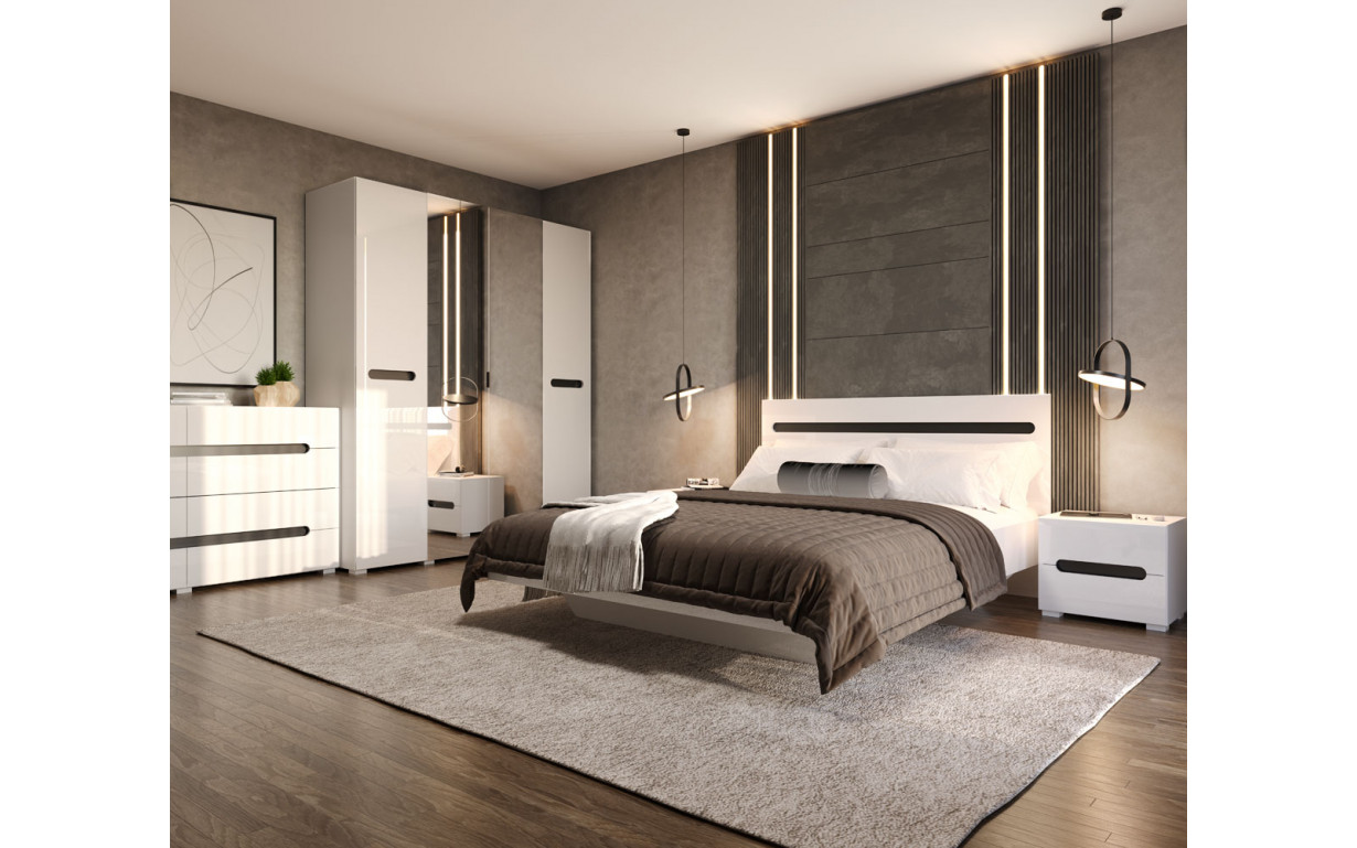 Спальня Б'янко Білий/Чорний - Фото