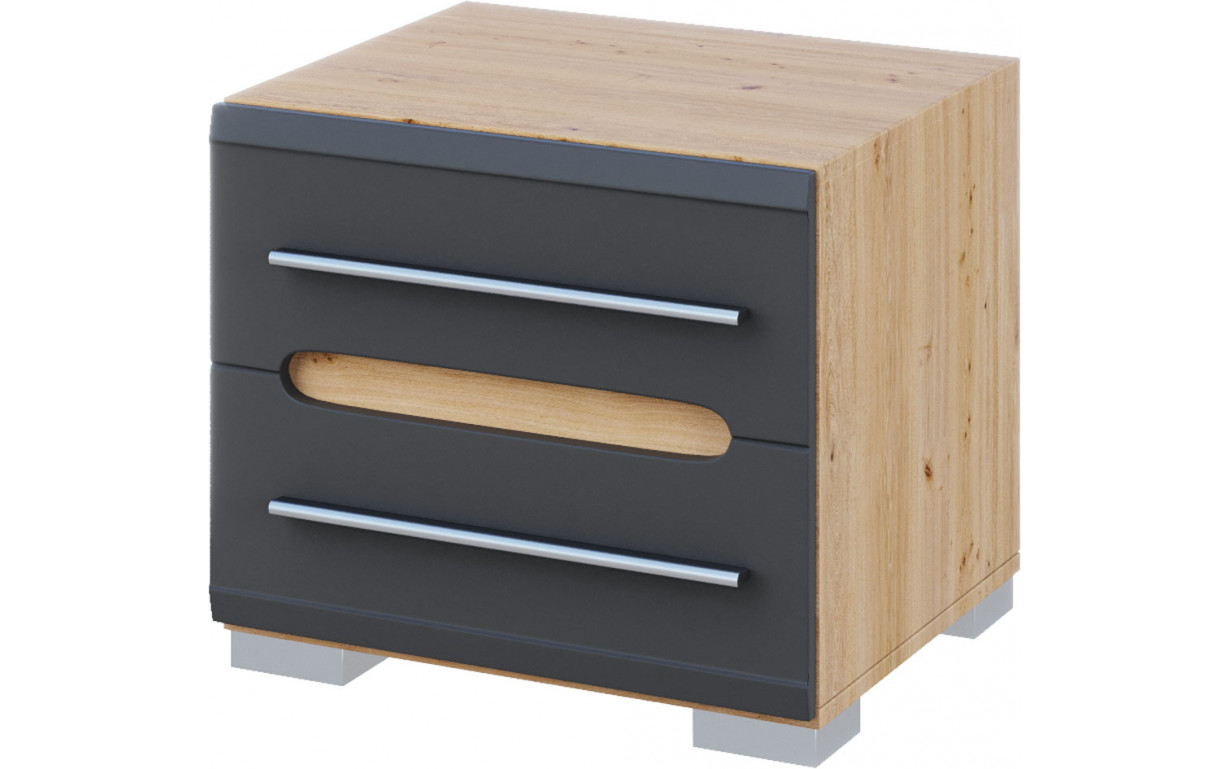 Тумбочка Б'янко Дуб артізан/Графіт - Фото