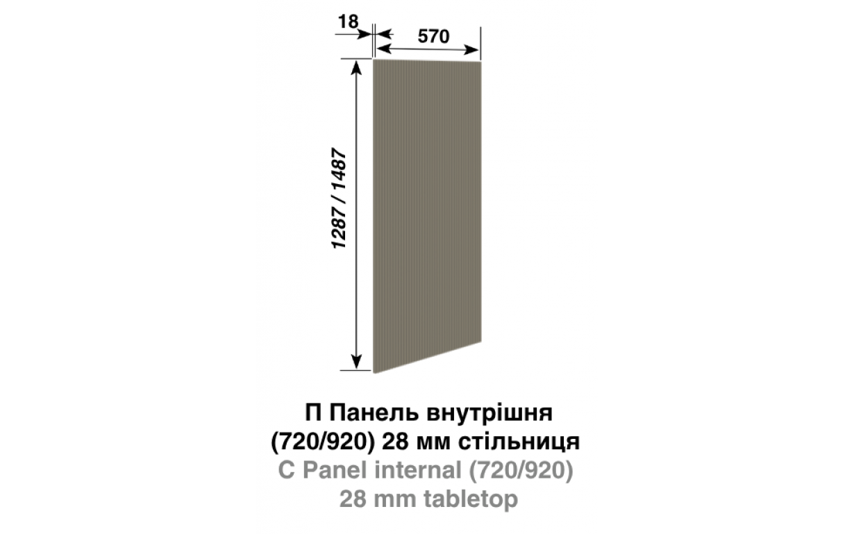 Кухонна секція Роуз П панель внутрішня (h-920) до ст-ці 28 мм - Фото