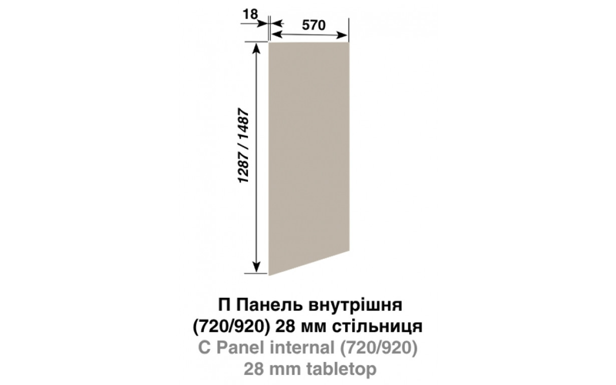 Кухонная секция Софи П панель внутренняя (h-720) к ст-це 28 мм - Фото