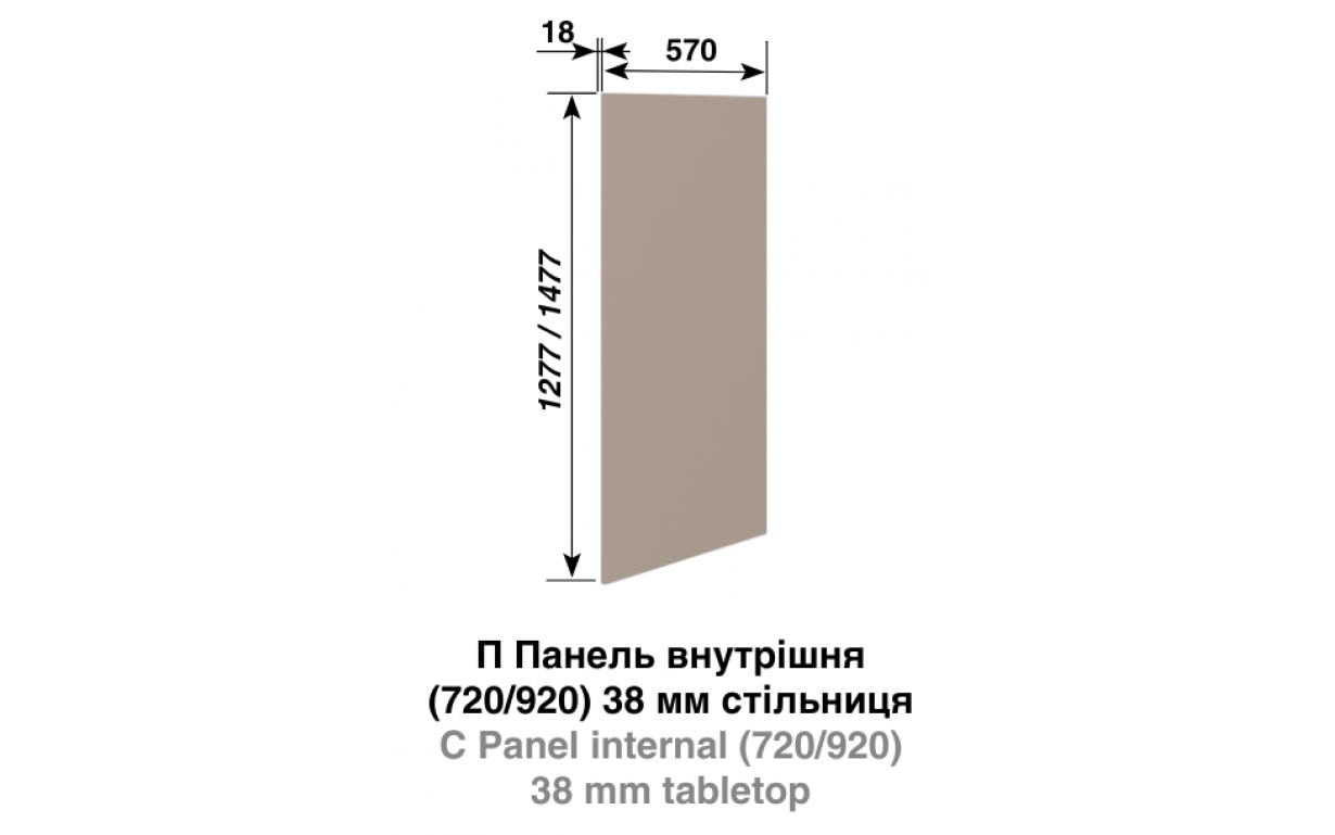Кухонная секция Сью П панель внутренняя (h-920) к ст-це 38 мм - Фото