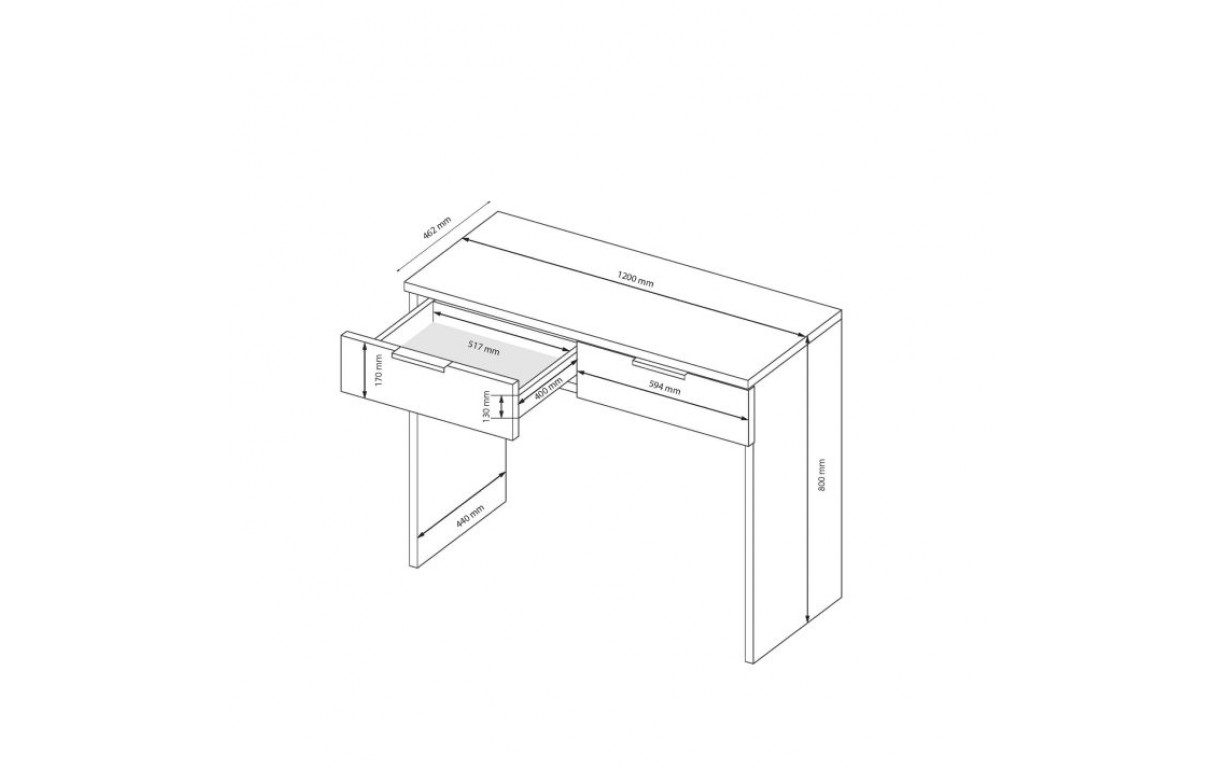 Туалетный столик Луна Джуниор 2 ящ. - Фото_1