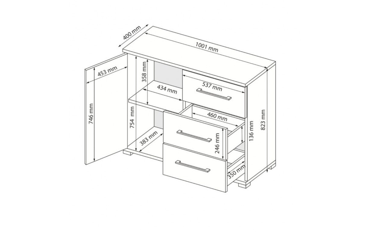Комод Фемели 1 дв. 3 ящ. - Фото_1
