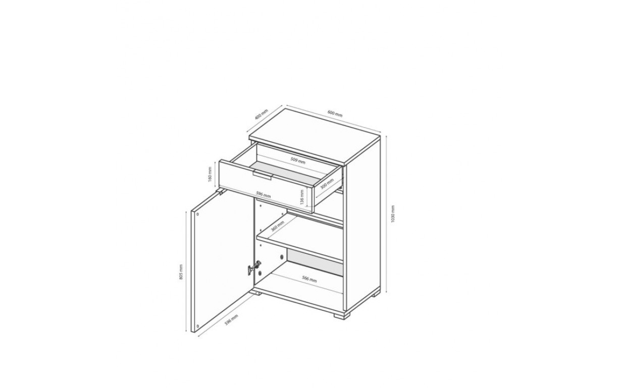 Комод 1 дв. 1 ящ. Асти - Фото_1