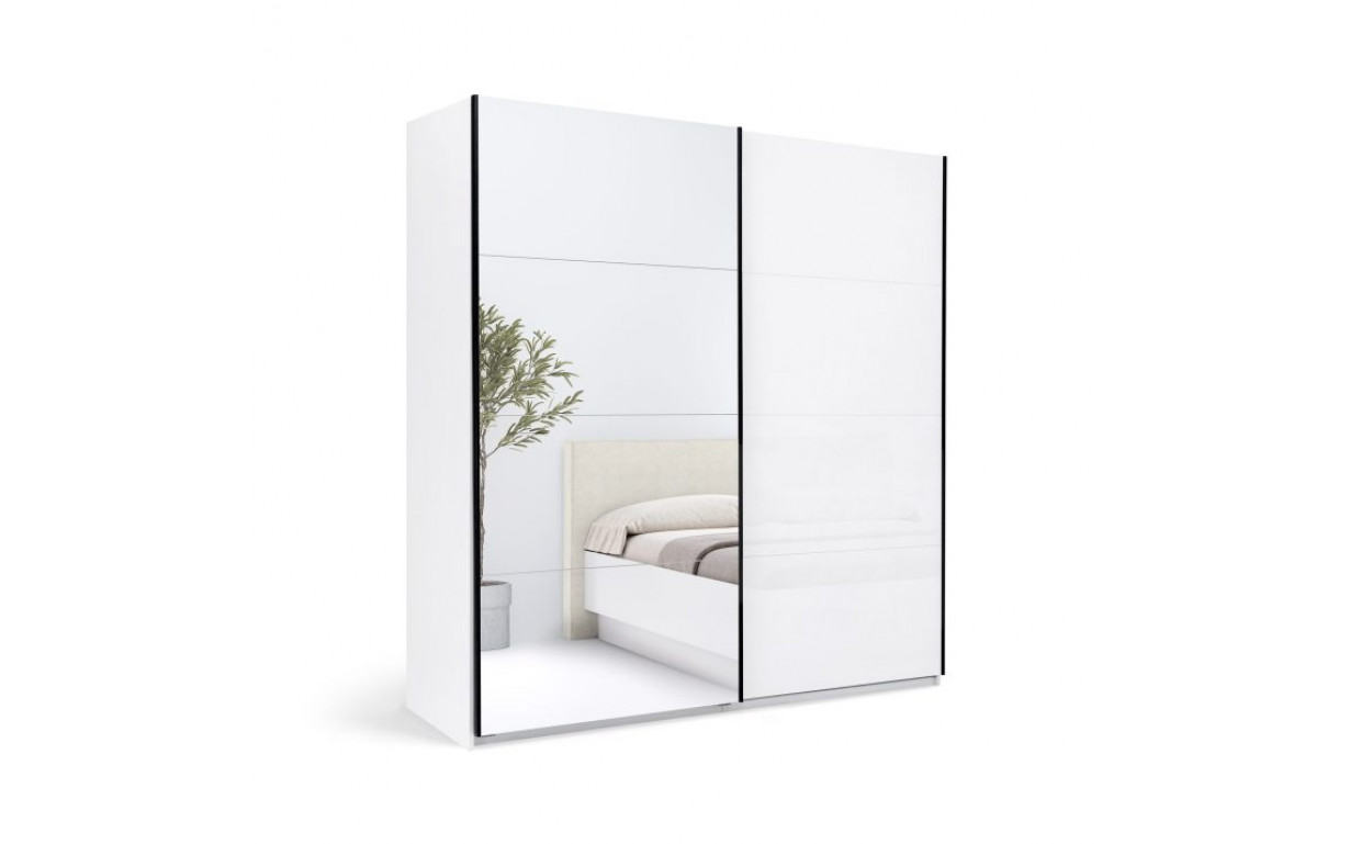 Шкаф-купе Мила 2,0х2,1 м (Двери Глянцевые Белые/Зеркало) - Фото