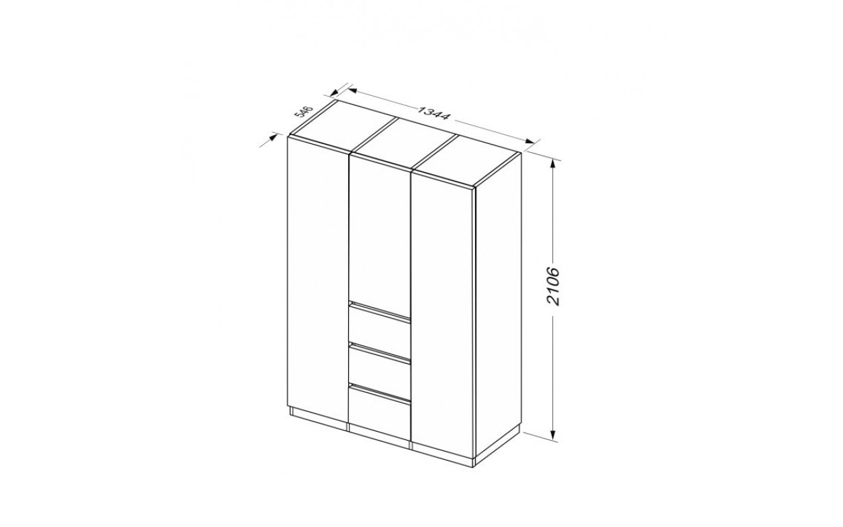 Шкаф Дуо 3 дв. 3 ящ. Без Зеркал - Фото_5