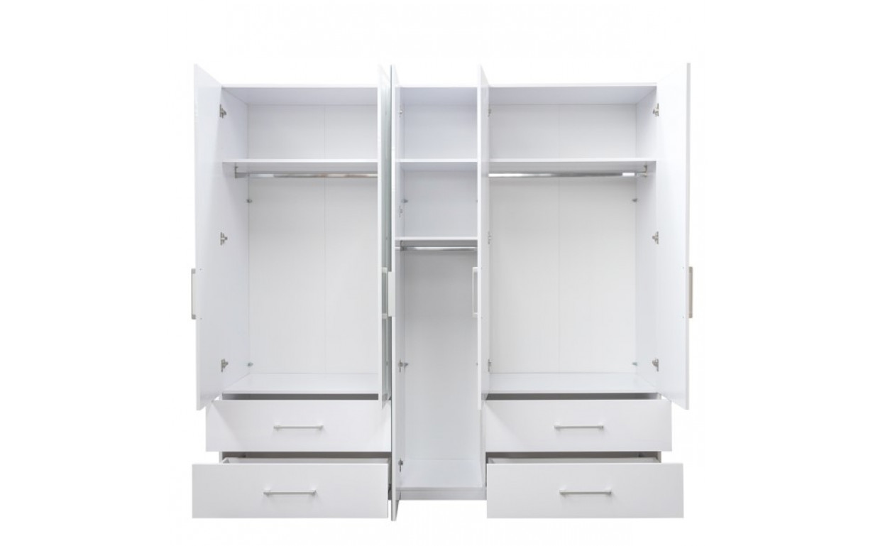 Шкаф 5 дв. 4 шх. Альба (Глянцевый Белый) - Фото_1