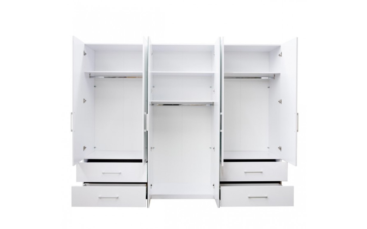 Шкаф 6 дв. 4 шх. Альба (Глянцевый Белый) - Фото_1