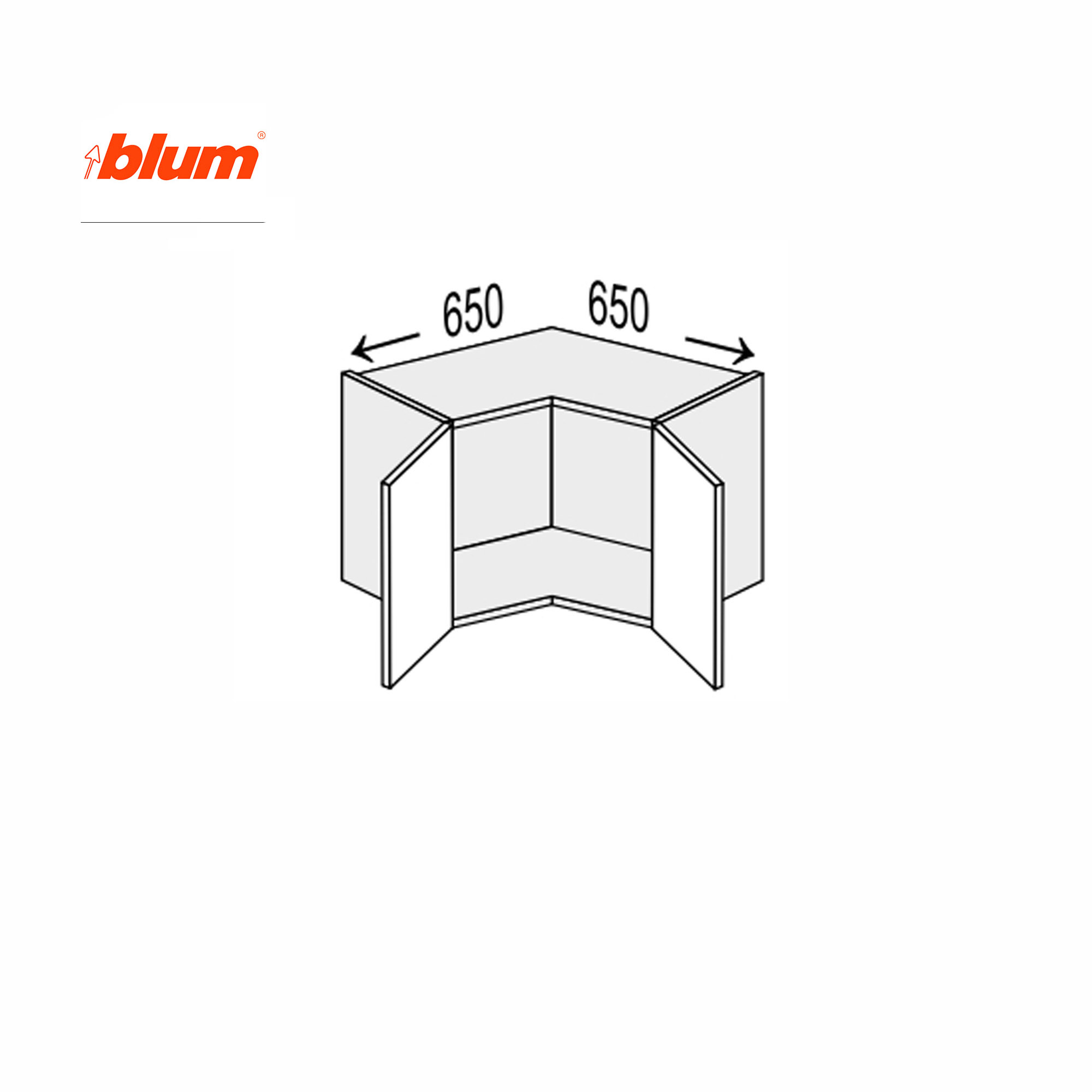 Кухонная секция Мэри верхняя УголВ 90° 650х650/450 2дв Pro Blum - Фото