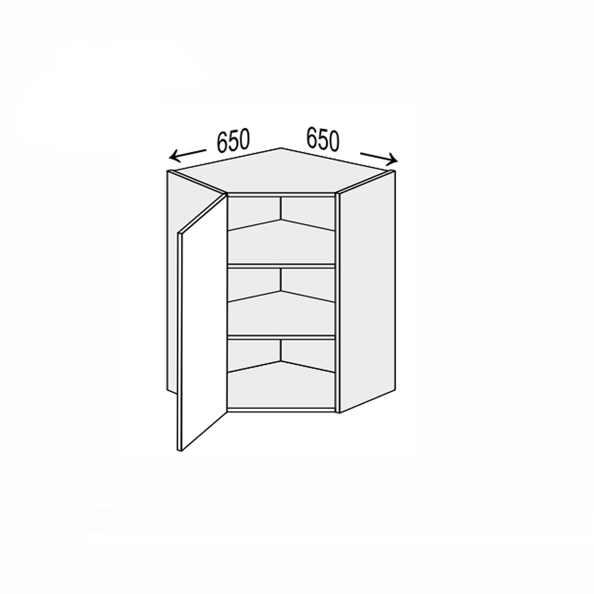 Кухонная секция Мэри верхняя УголВ 45° 650х650/720 1дв - Фото