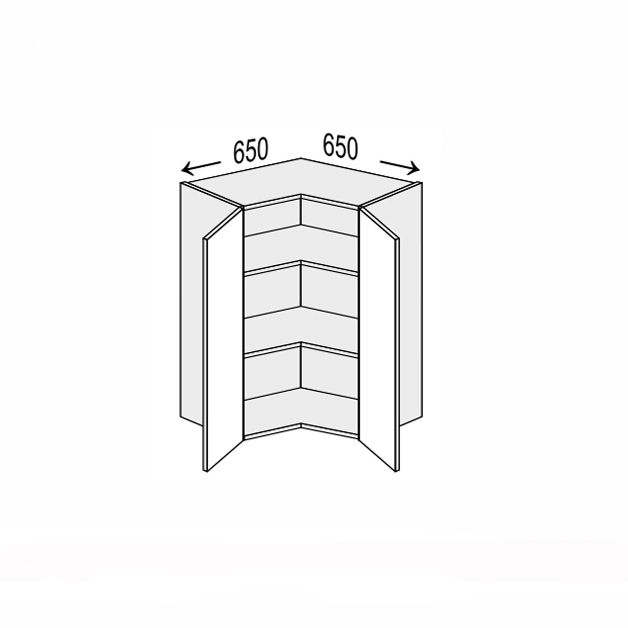 Кухонная секция Мэри верхняя УголВ 90° 650х650/720 2дв - Фото
