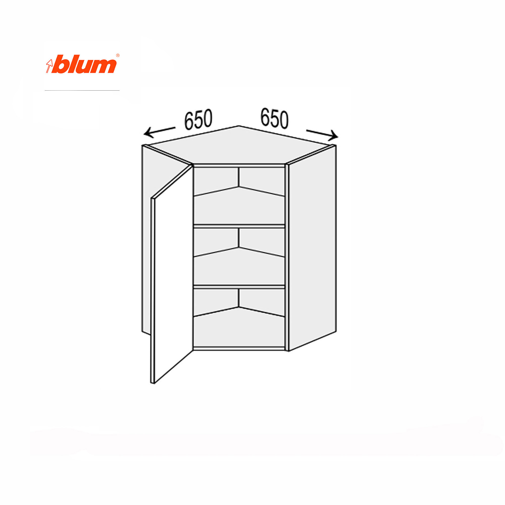 Кухонная секция Мэри верхняя УголВ 45° 650х650/720 1дв Pro Blum - Фото
