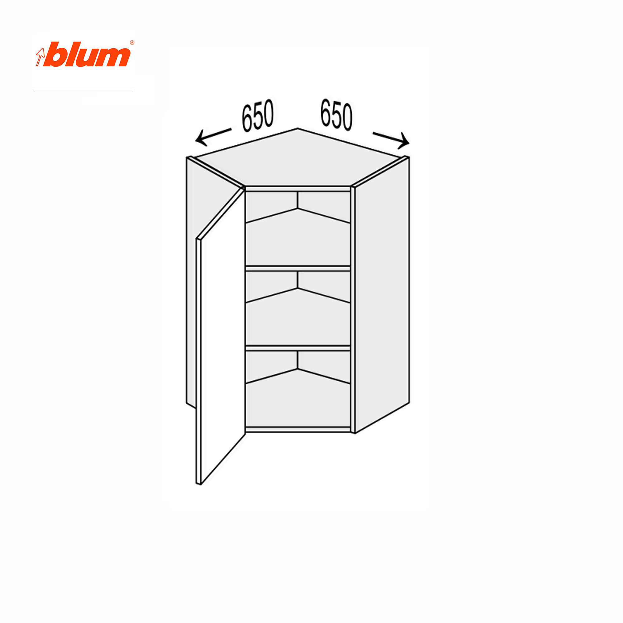 Кухонная секция Мэри верхняя УголВ 45° 650х650/900 1дв Pro Blum - Фото
