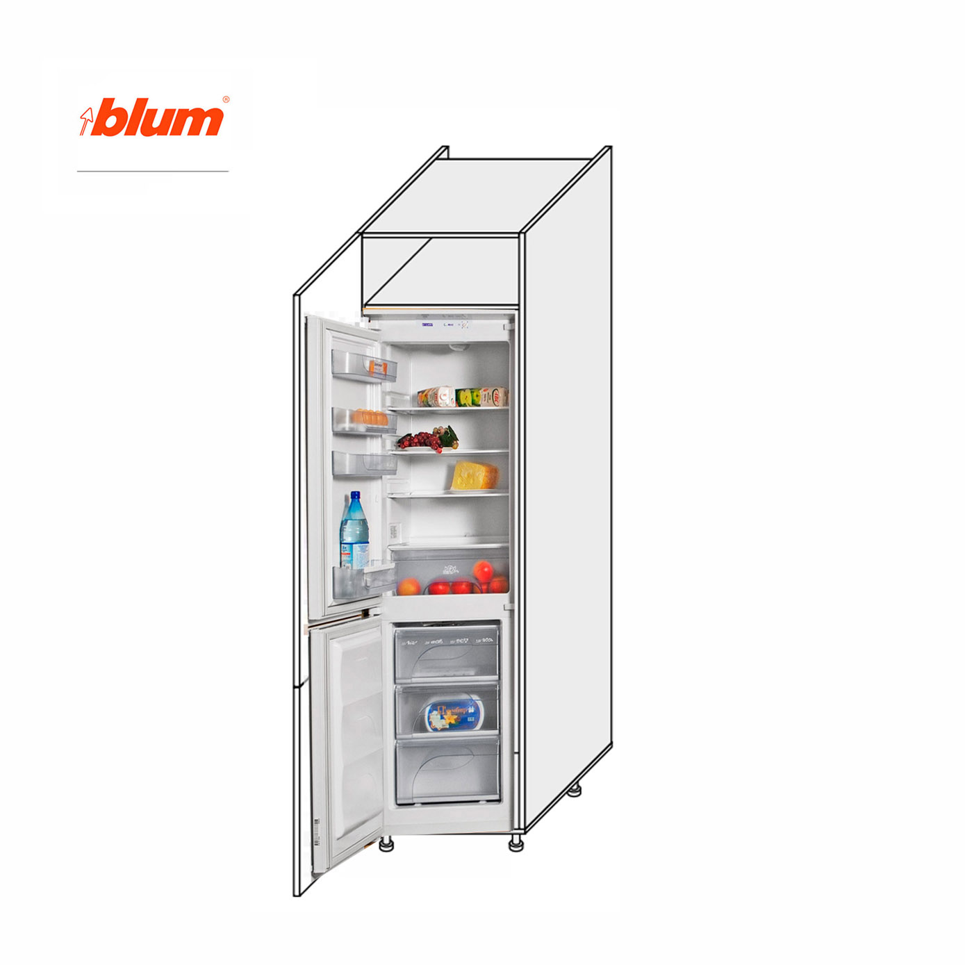 Кухонная секция Мэри пенал 60ПХ/2140 Холодильник Pro Blum - Фото