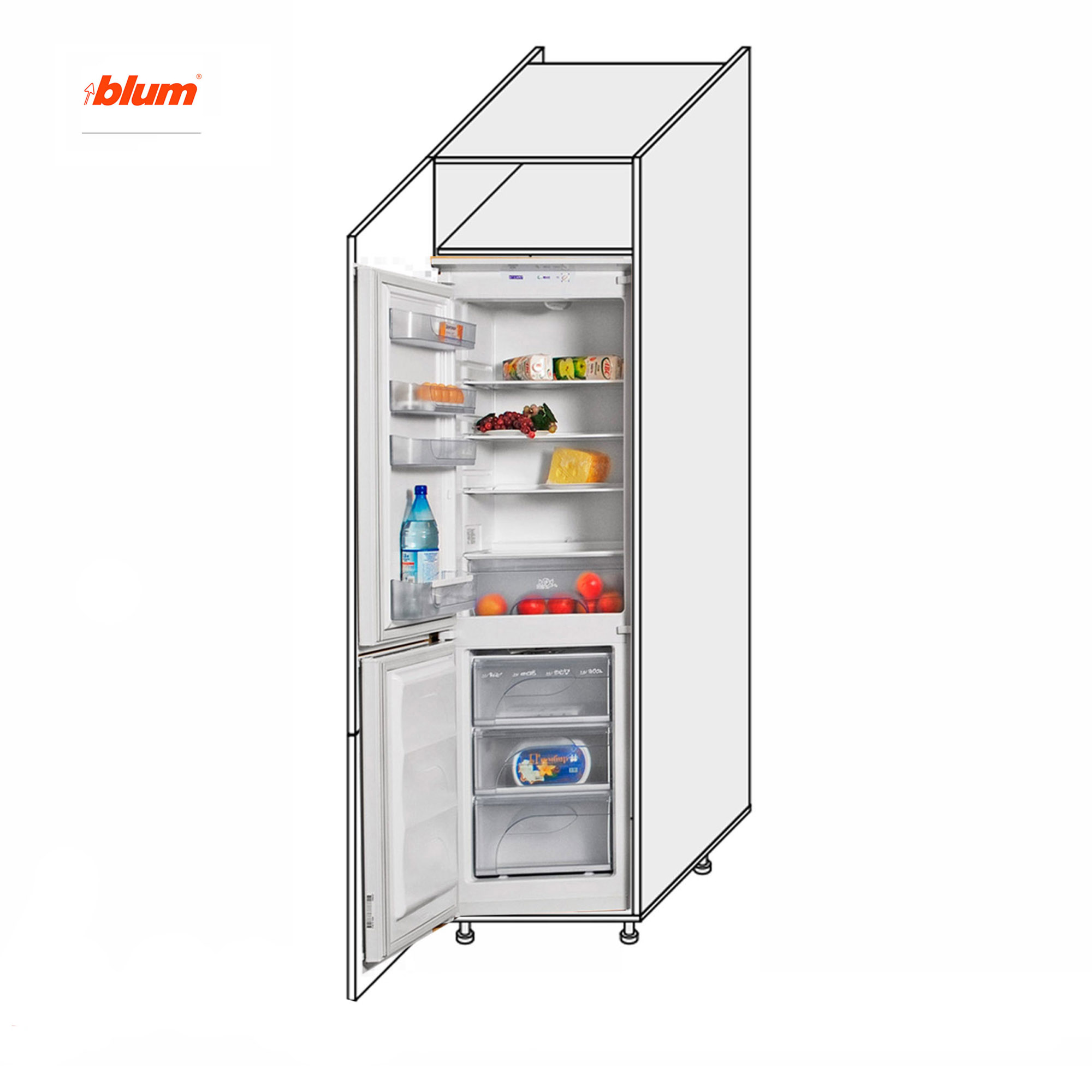 Кухонная секция Мэри пенал 60ПХ/2320 Холодильник Pro Blum - Фото