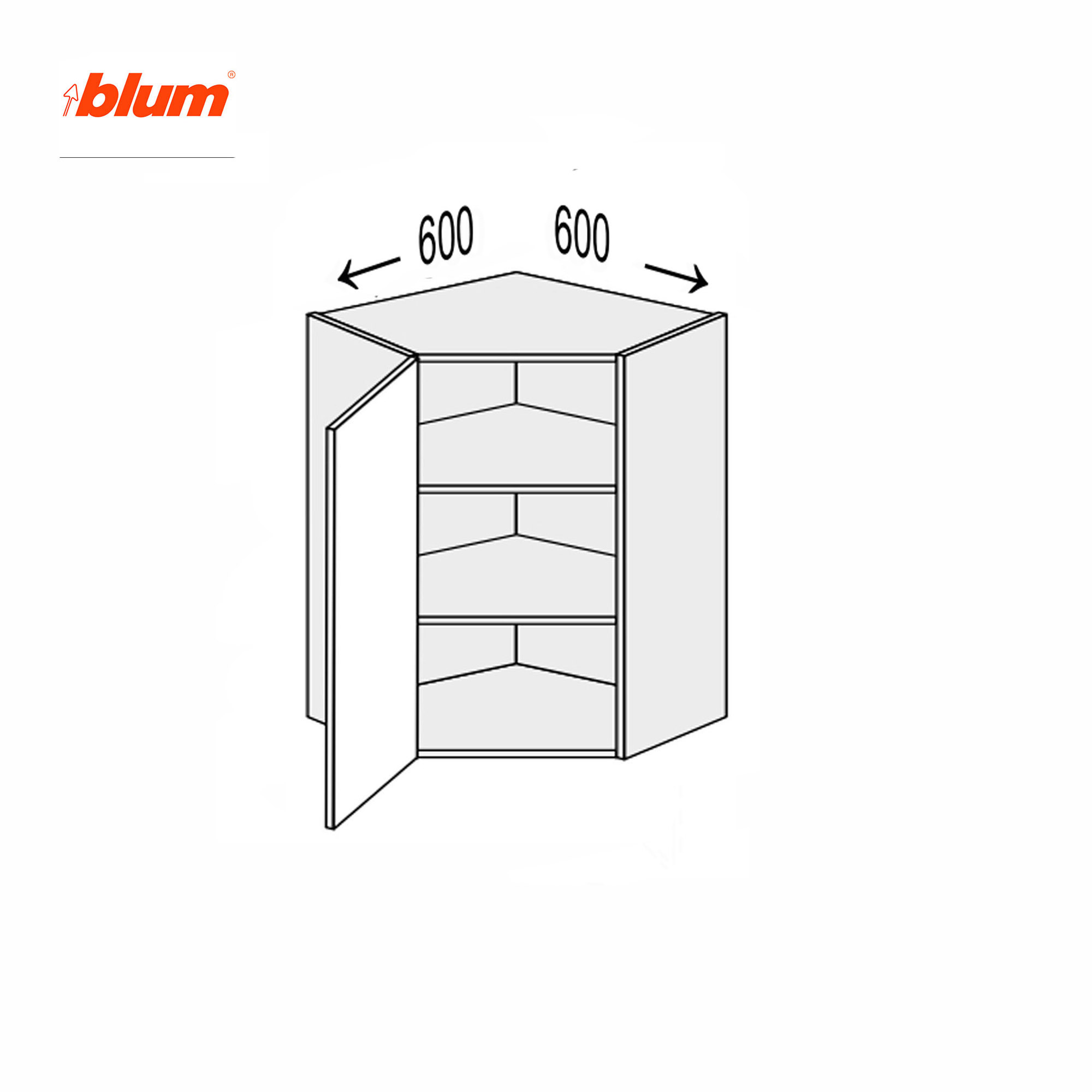 Кухонная секция Валенсия верхняя УголВ 45° 600х600/720 1дв Pro Blum - Фото