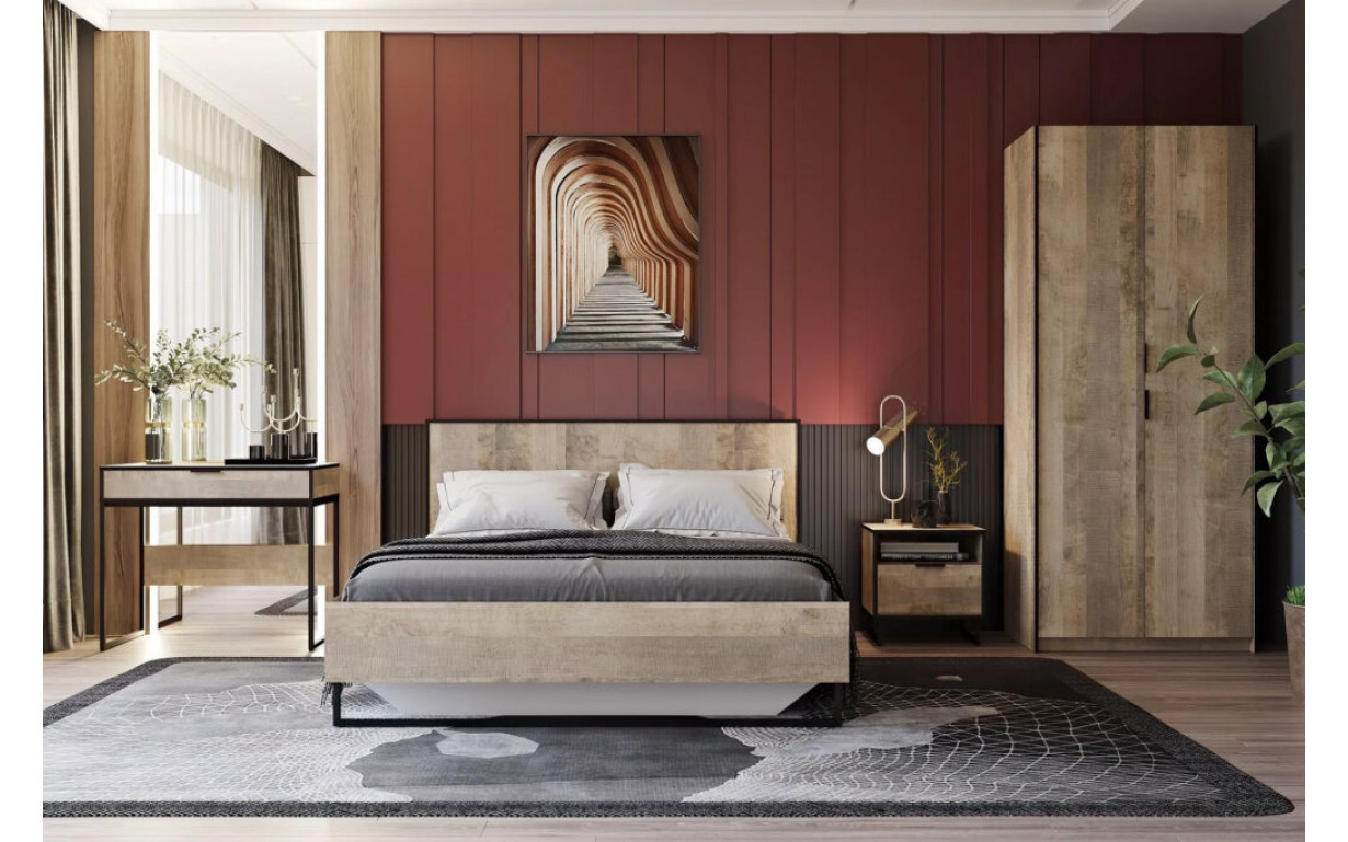 Ліжко F-0010 Дуб Гранж Пісочний - Фото