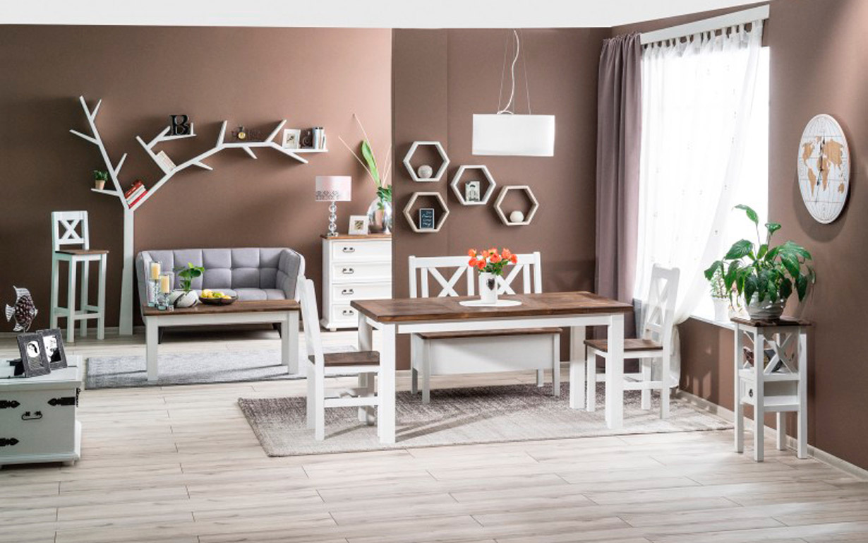Стол обеденный Poprad 2 brown vosk/white - Фото_2
